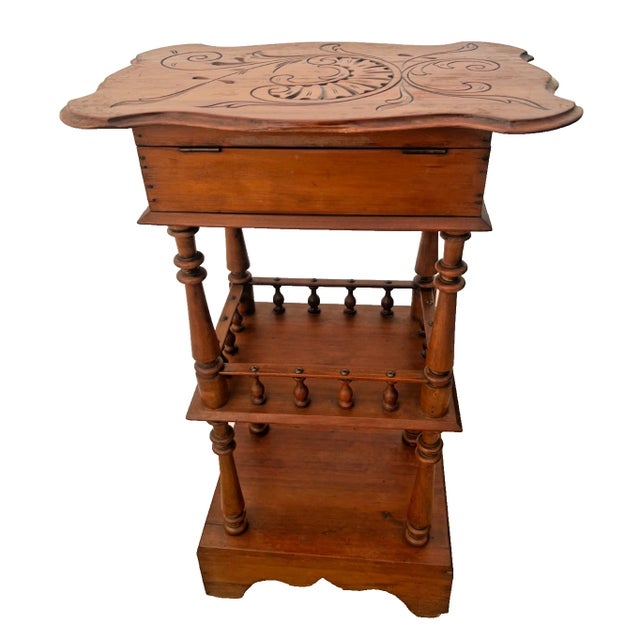 Antique Victorian Sewing Knitting Table Storage Cabinet Two Lower ...