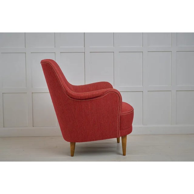 Vintage Scandinavian Modern Samsas Original Armchair attributed to Carl Malmsten for O.H. Sjögren, 1960s For Sale - Image 6 of 9