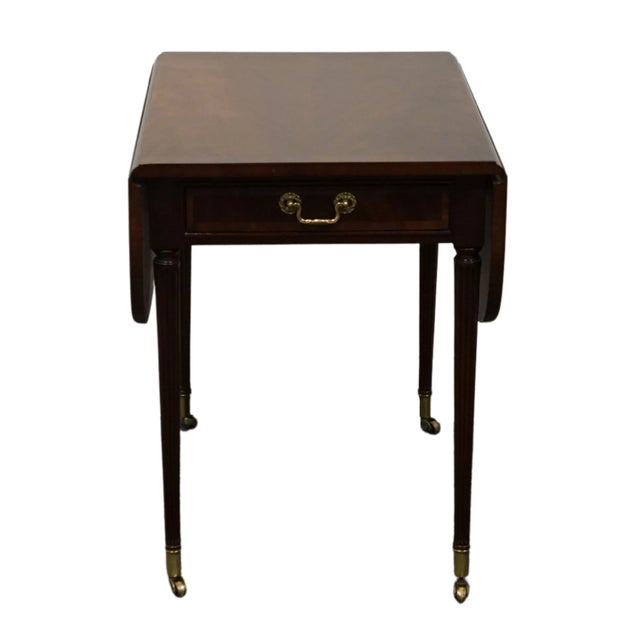 BERNHARDT FURNITURE Centennial Collection Banded Flame Mahogany Traditional Style 42" Drop Leaf Accent End Table 27" High...