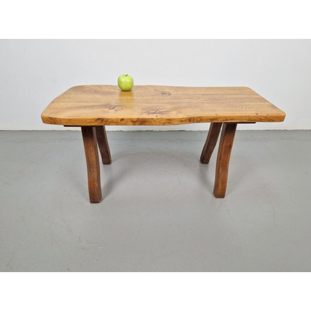 Brown Vintage Brutalist Tree Trunk Side Table in Oak, 1960s For Sale - Image 8 of 10