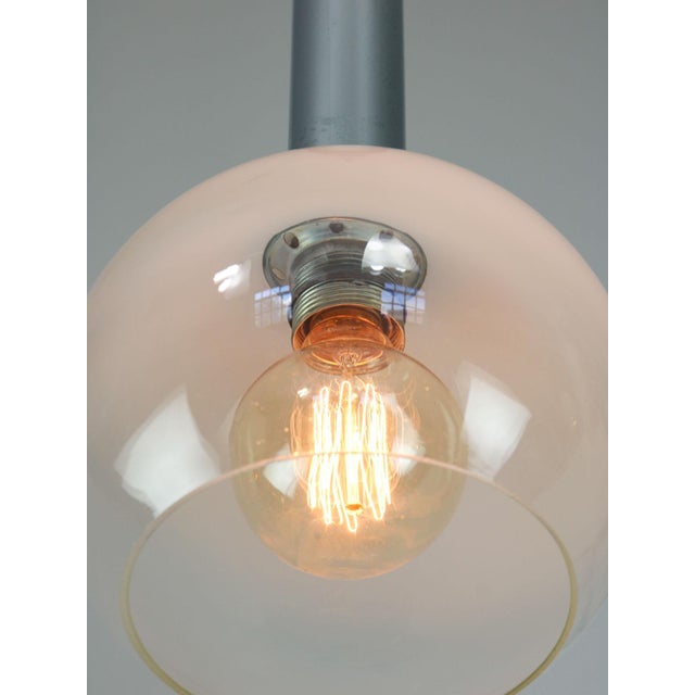 Vintage Italian Chrome and Glass Pendant Lamp For Sale - Image 3 of 14