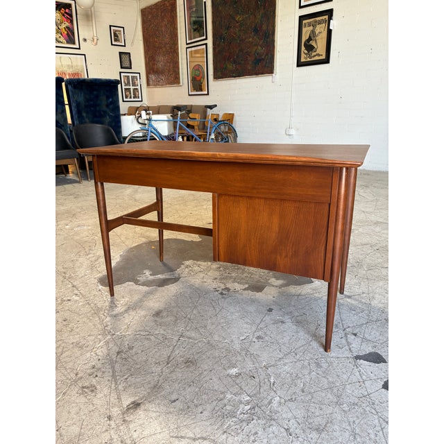 Wood Vintage Danish Modern Walnut Writing Desk With Storage For Sale - Image 7 of 7