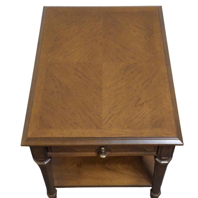 Drexel Furniture Bookmatched Walnut Italian Mediterranean Style 20" Accent End Table For Sale - Image 9 of 12