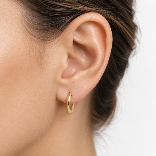Gold Vintage 14k Gold Hoops, Pair For Sale - Image 8 of 8