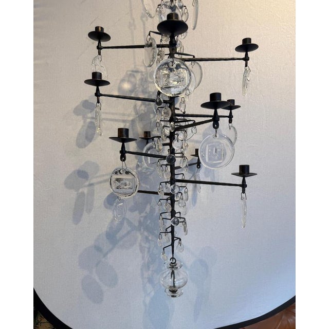 Brown Chandelier by Erik Höglund for Kosta Boda, 1960 For Sale - Image 8 of 10