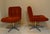Stunning pair of swivel chairs with a steel frame and five-star base. A gorgeous rust-colored, pinstriped cotton velvet...