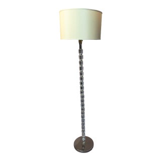 1980s Chrome Base Crystal Floor Lamp With Faceted Glass Pole For Sale