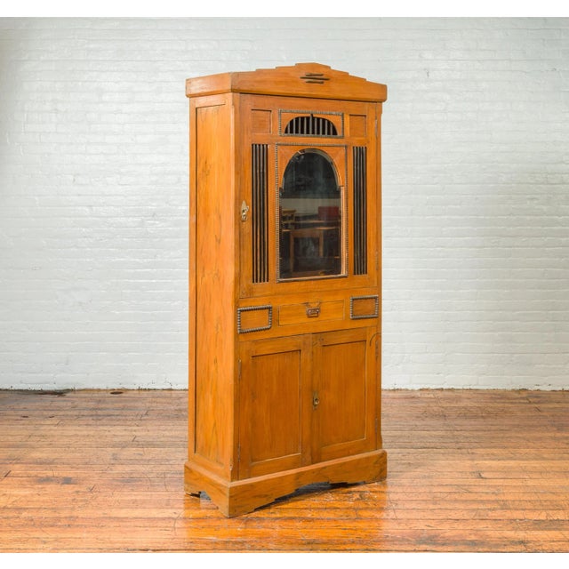 Wood Vintage Dutch Colonial Cabinet with Doors, Drawers and Mirrored Front For Sale - Image 7 of 13