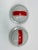Wall light or ceiling light in metal painted in light grey and a thick glass dome with a red stripe, opaque therefore...