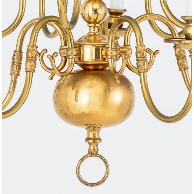 Baroque Dutch Baroque Style 10-Arm Gilt Brass Chandelier For Sale - Image 3 of 5