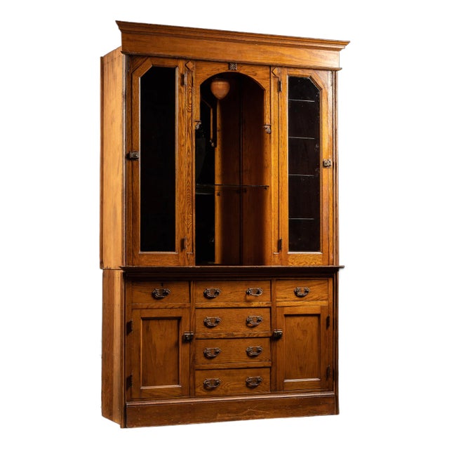 Early 20th Century Lighted Hutch Cabinet For Sale