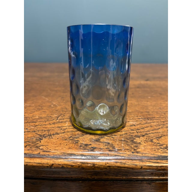 19th Century Victorian Bluerina Glass Inverted Thumbprint Tumbler For Sale - Image 10 of 10