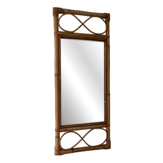 Vintage Bamboo Rectangular Mirror For Sale