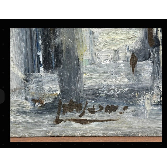 Charcoal MCM Abstract Painting on Canvas, Signed For Sale - Image 8 of 9