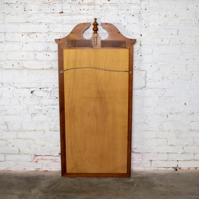 Mid to Late 20th Century Chippendale Style Wall Mirror Rectangular With Arched Carved Pediment Top For Sale - Image 17 of 18