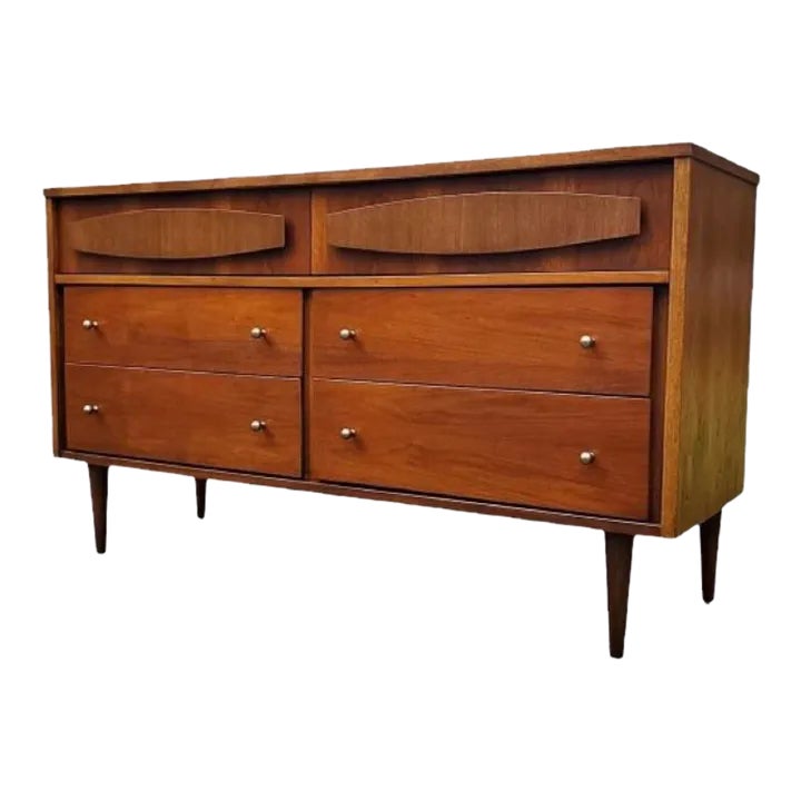 1970s Vintage Mid Century Modern 6 Drawer Dresser Dovetail Drawers