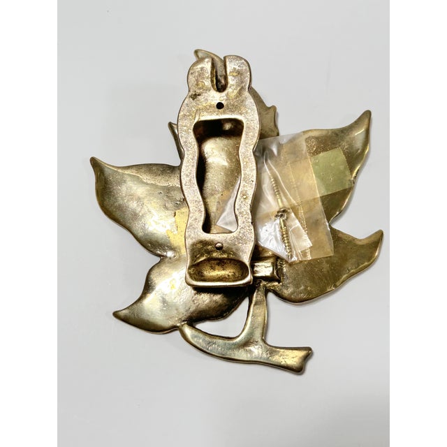 Metal Vintage Solid Brass Leaf Door Knocker, Botanical Entry Hardware, Hollywood Regency Decor For Sale - Image 7 of 10