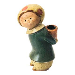 Mid Century Scandinavian Woman Pottery Bud Vase For Sale