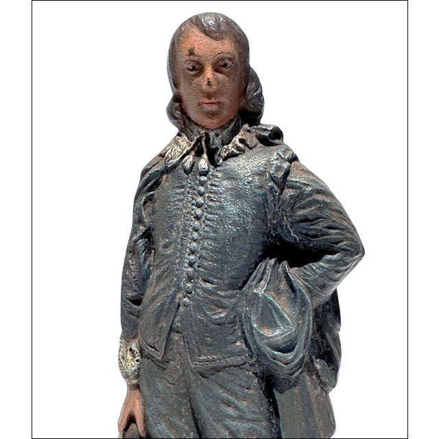 Figurative Bradley & Hubbard Antique Cast Iron Blue Boy Door Stop-All Original Paint For Sale - Image 3 of 5