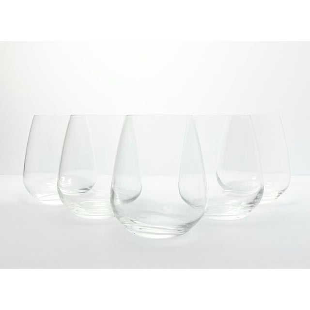 Luigi Bormioli “Crescendo” Set of 5 Stemless Wine Glasses 4 3/4” 23oz Signed Good condition. No chips, cracks, or...