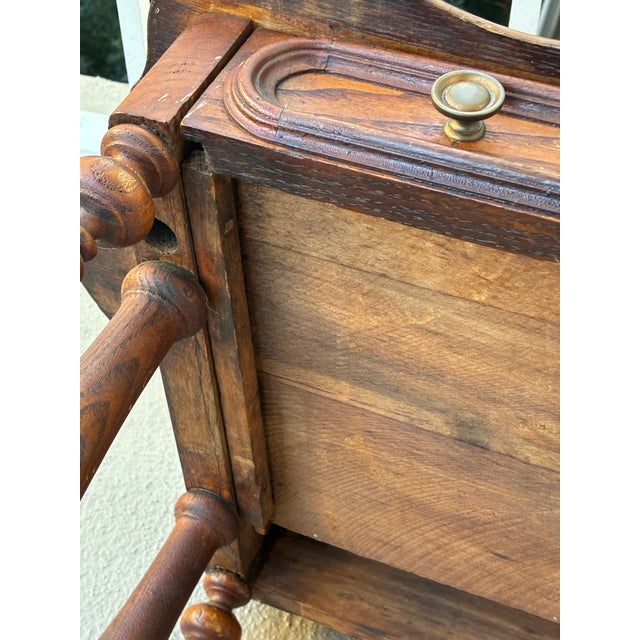 Traditional Vintage Solid Wood Side Table With Drawer, Scalloped Top For Sale - Image 3 of 12