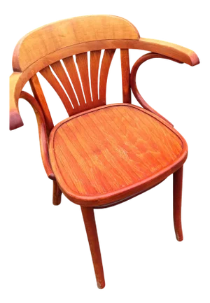 Honey Red Fan Back Dining Armchair, 1970s