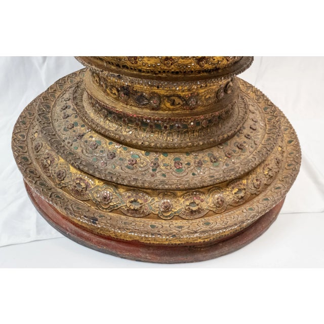 Early 20th Century Huge Burmese Gilded Lacquer Offering Bowl in Stupa Form. For Sale - Image 5 of 13
