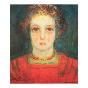 1991 After Piet Mondrian "Portrait Painting of a Girl in Red", Full-Color Parisian Print
