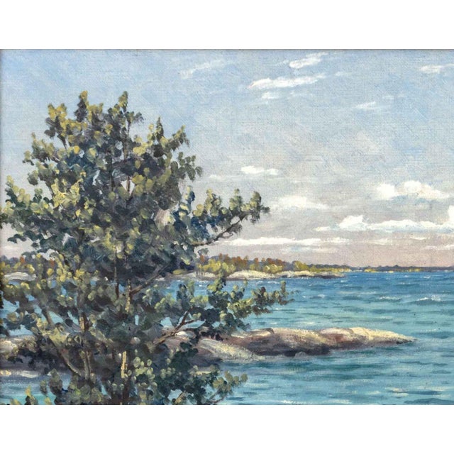 Cabin Bo Von Schwerin Cabin by the Lake Oil on Canvas For Sale - Image 3 of 7