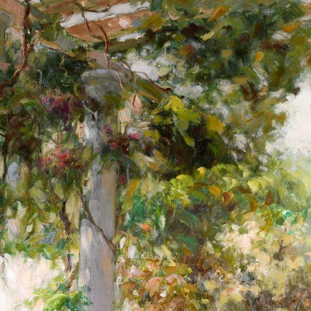 Impressionist Late 20th Century Framed Signed Zhao Song Sunlight in the Garden Oil on Canvas For Sale - Image 3 of 11