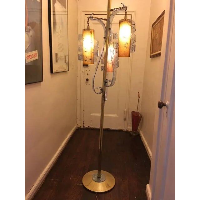 Mid Century Modern Blue Lucite and Brass Modernist Floor Lamp For Sale - Image 4 of 11