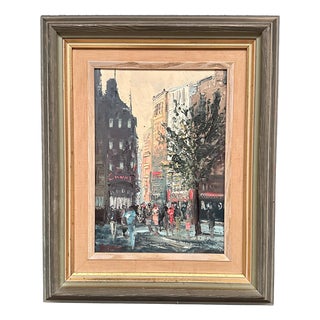 Swedish Artist, Cityscape, 1960s, Oil on Panel, Framed For Sale