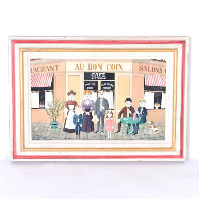 Oil Painting on Board of a French Cafe For Sale - Image 9 of 9