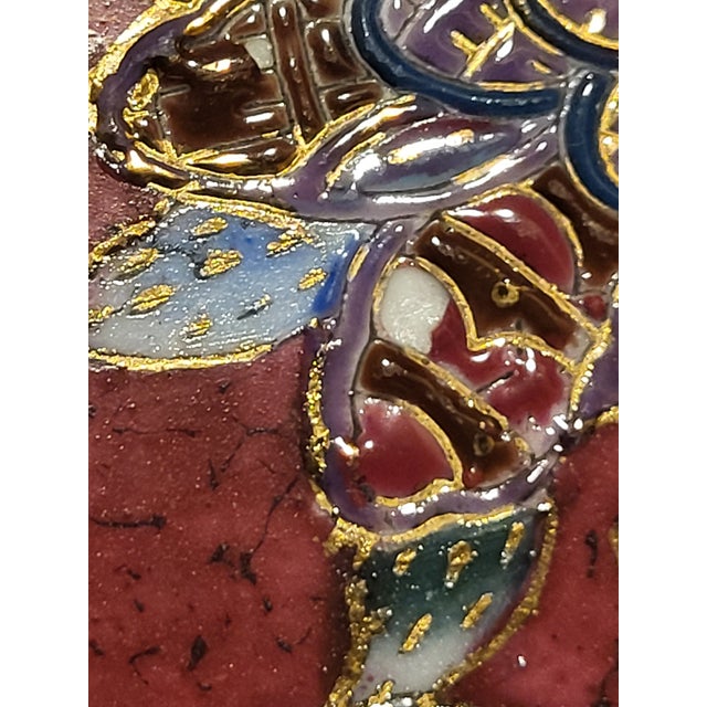 Rose Vintage Chinese Enamel Floral Plate For Sale - Image 8 of 10