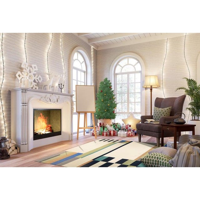 6x9 Multicolor Hand-Knotted Wool Deconstructed Geometry Geometric Carpet Rug For Sale - Image 13 of 14