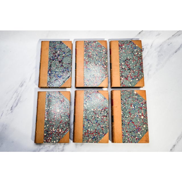 Stunning 6 Volume Ornate Victorian Antique Leather Spine Books Works of Henry Wadsworth Longfellow Home Office Shelf Decor For Sale - Image 9 of 10