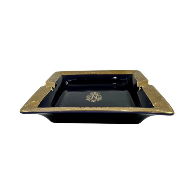 Vintage Le Negresco Hotel Nice France Cobalt Blue Porcelain Ashtray For Sale - Image 4 of 7
