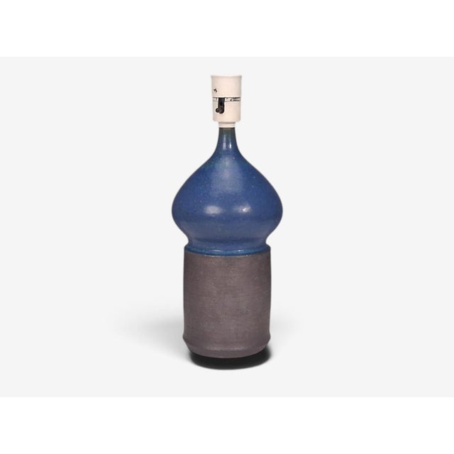 1960s 1960s Danish Modern Marianne Starck, Table Lamp, Blue and Brown Stoneware For Sale - Image 5 of 11