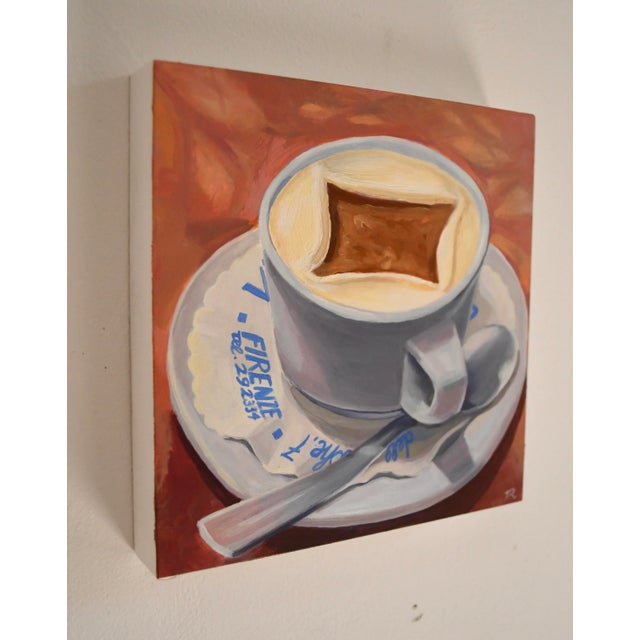Contemporary 'Affogato at Vivoli Firenze' Framed Oil Painting on Panel For Sale - Image 3 of 7