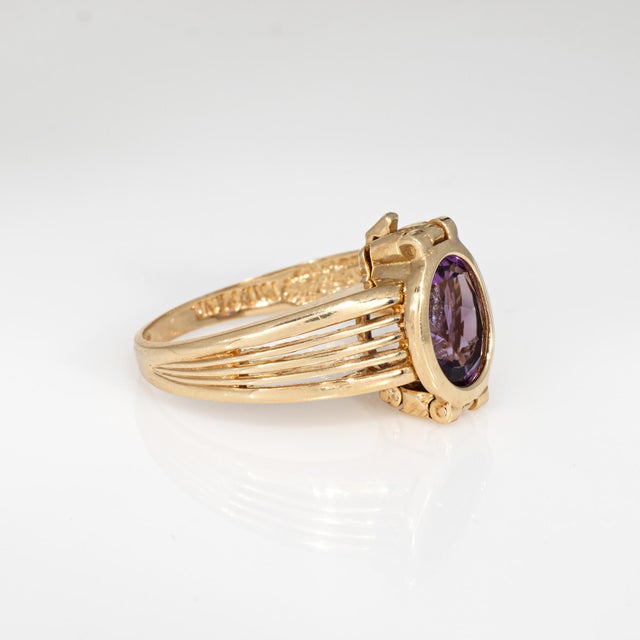 1990s Vintage Interchangeable Ring Amethyst Citrine Topaz 10k Yellow Gold Size 7 Jewelry For Sale In Los Angeles - Image 6 of 9