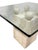 Mid-Century Style Cocktail or Side Table W/Sculptured Travertine Base and Glass For Sale - Image 4 of 12