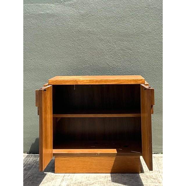 Lane  brutalist Vintage Brutalist Geometric Wood Cabinet For Sale - Image 4 of 14