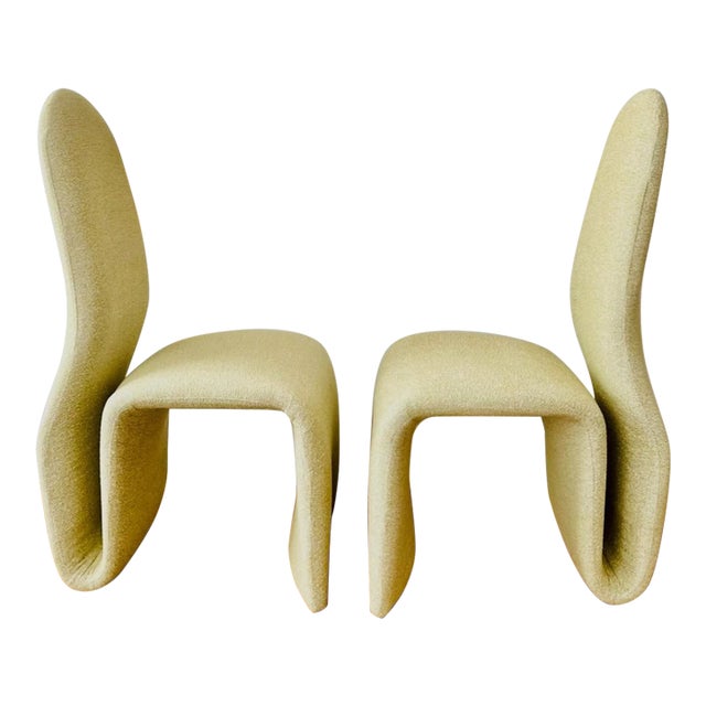 Jan Ekselius Attributed 1970's Pair of Side Chairs Newly Upholstered in Lime Green Tweed For Sale