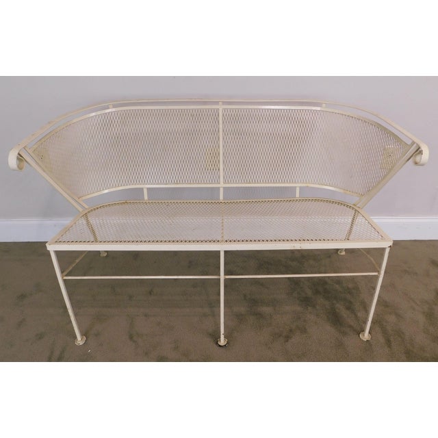 Wrought Iron Expanded Metal Vintage Curved Back Garden or Patio Settee