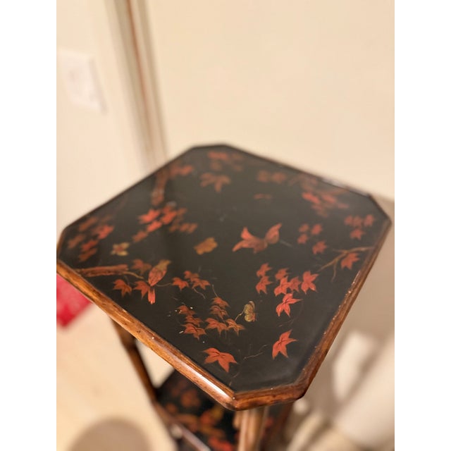 Theodore Alexander Vintage Faux Bamboo Chinoiserie Pedestal Accent Table For Sale - Image 4 of 5