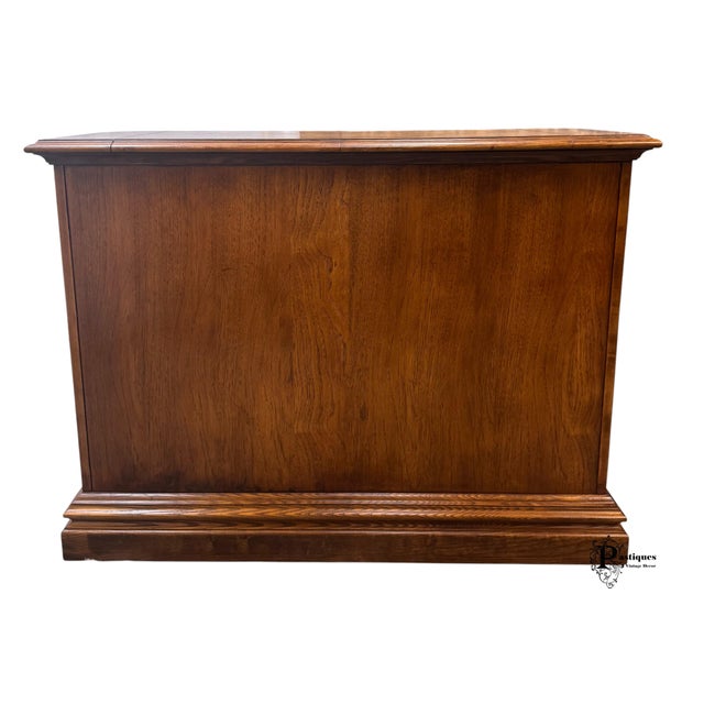 Vintage American of Martinsville French Country Style Oak & Burl Wood Flip Top Server / Storage Cabinet For Sale - Image 10 of 12