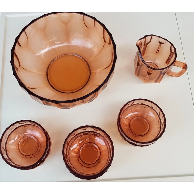 Art Deco Rosalin Glass Dessert Bowls & Jug, 1920s, Set of 8 For Sale - Image 4 of 4