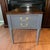 Solid wood! Brass / gold accents and hardware. Professionally re-imagined and painted in gray high gloss lacquer and tops...