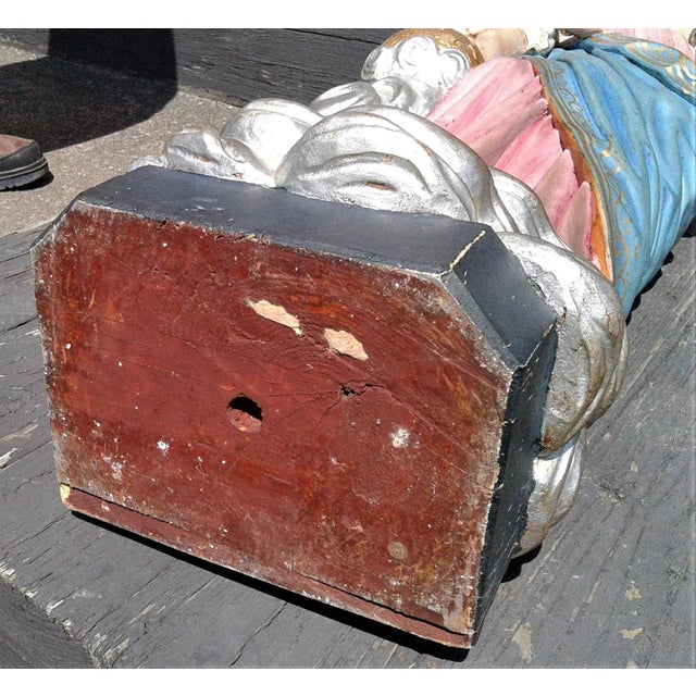 1910s German Haag Mary and Jesus Hand Carved Painted Wooden Sculpture For Sale - Image 12 of 12