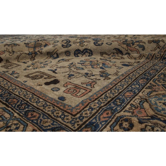 Persian Vintage Sultanabad Beige, Brown, Blue Handmade Wool Rug For Sale - Image 3 of 4